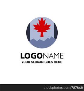 Canada, Leaf, Flag Business Logo Template. Flat Color