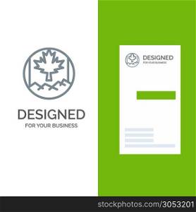 Canada, Leaf, Flag Grey Logo Design and Business Card Template