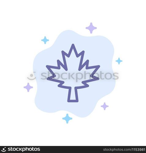 Canada, Leaf, Maple Blue Icon on Abstract Cloud Background