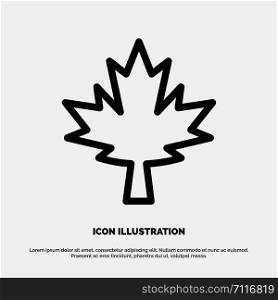 Canada, Leaf, Maple Line Icon Vector