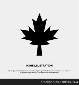 Canada, Leaf, Maple solid Glyph Icon vector