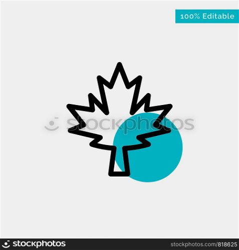 Canada, Leaf, Maple turquoise highlight circle point Vector icon