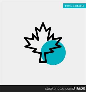 Canada, Leaf, Maple turquoise highlight circle point Vector icon