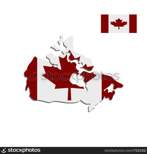 Canada map and flag on a white background