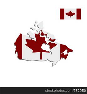 Canada map and flag on a white background
