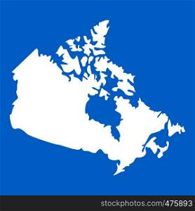 Canada map icon white isolated on blue background vector illustration. Canada map icon white