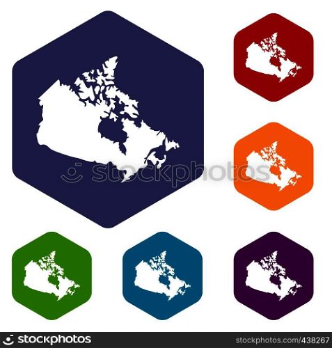 Canada map icons set hexagon isolated vector illustration. Canada map icons set hexagon