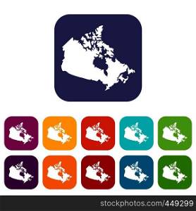 Canada map icons set vector illustration in flat style In colors red, blue, green and other. Canada map icons set flat