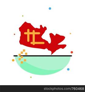 Canada, Map, Location Abstract Flat Color Icon Template