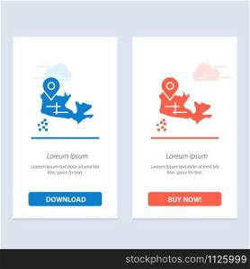 Canada, Map, Location Blue and Red Download and Buy Now web Widget Card Template
