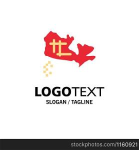 Canada, Map, Location Business Logo Template. Flat Color