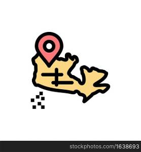 Canada, Map, Location  Flat Color Icon. Vector icon banner Template