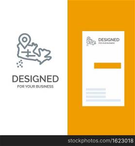 Canada, Map, Location Grey Logo Design and Business Card Template