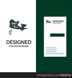 Canada, Map, Location Grey Logo Design and Business Card Template