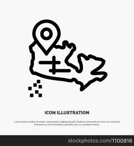 Canada, Map, Location Line Icon Vector