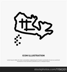 Canada, Map, Location Line Icon Vector