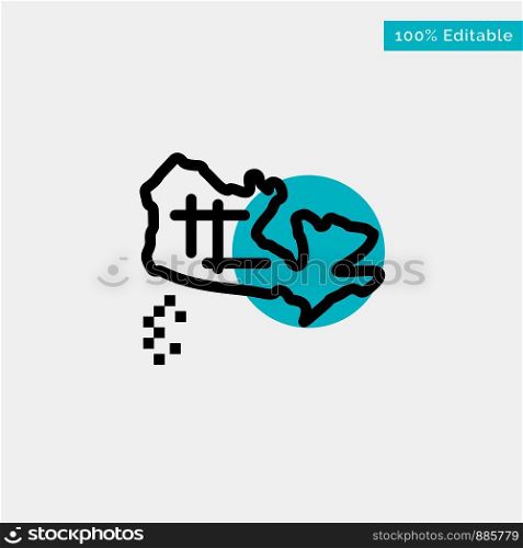 Canada, Map, Location turquoise highlight circle point Vector icon