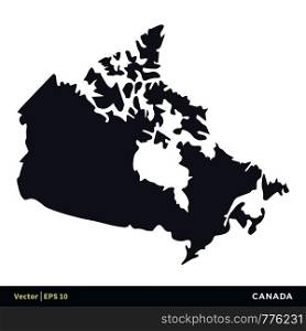 Canada - North America Countries Map Icon Vector Logo Template Illustration Design. Vector EPS 10.