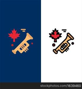 Canada, Speaker, Laud  Icons. Flat and Line Filled Icon Set Vector Blue Background