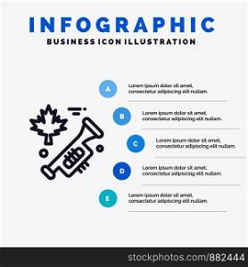 Canada, Speaker, Laud Line icon with 5 steps presentation infographics Background