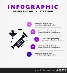 Canada, Speaker, Laud Solid Icon Infographics 5 Steps Presentation Background