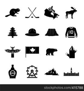 Canada travel icons set. Simple illustration of 16 Canada travel vector icons for web. Canada travel icons set, simple style