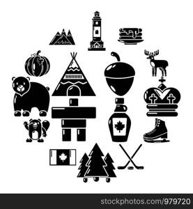 Canada travel icons set. Simple illustration of 16 Canada travel vector icons for web. Canada travel icons set, simple style