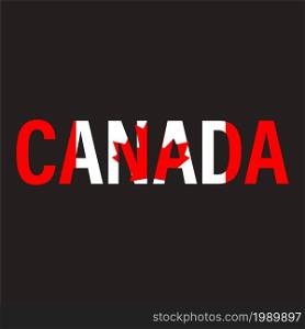 Canada word with flag design. Canadian Flag sign. flat style.
