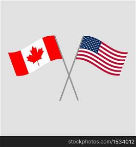 Canadian and American flags, vector illustration