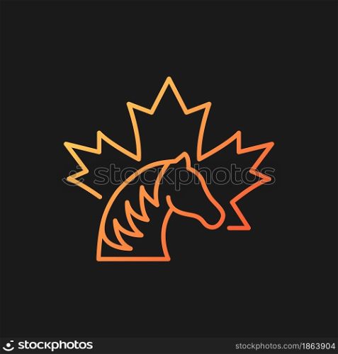 Canadian horse gradient vector icon for dark theme. National heritage and symbol of Canada. Official canadian emblem. Thin line color symbol. Modern style pictogram. Vector isolated outline drawing. Canadian horse gradient vector icon for dark theme