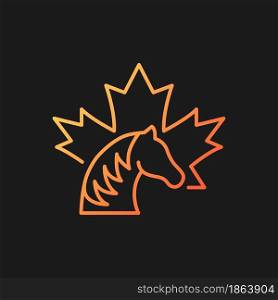 Canadian horse gradient vector icon for dark theme. National heritage and symbol of Canada. Official canadian emblem. Thin line color symbol. Modern style pictogram. Vector isolated outline drawing. Canadian horse gradient vector icon for dark theme
