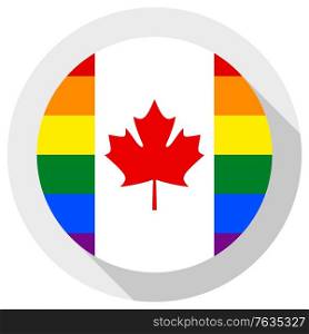 canadian LGBT flag, round shape icon on white background