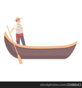 Canal gondolier icon cartoon vector. Venice gondola. Venetian boat. Canal gondolier icon cartoon vector. Venice gondola