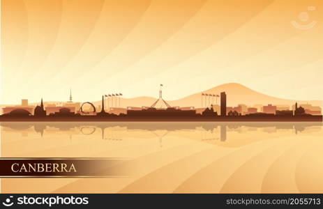 Canberra city skyline silhouette background, vector illustration