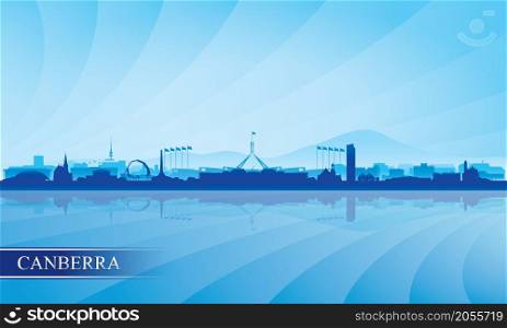 Canberra city skyline silhouette background, vector illustration