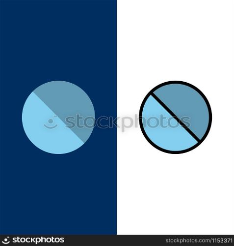 Cancel, Forbidden, No, Prohibited Icons. Flat and Line Filled Icon Set Vector Blue Background
