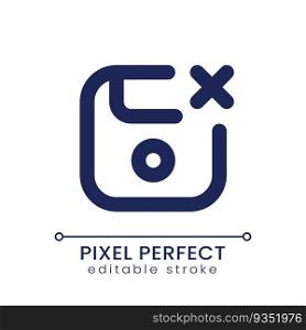 Cancel saving pixel perfect linear ui icon. Information record mistake. Unsuccessful process. Project data. GUI, UX design. Outline isolated user interface element for app and web. Editable stroke. Cancel saving pixel perfect linear ui icon