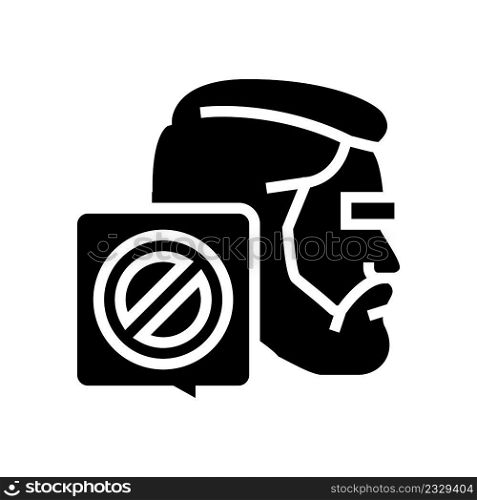 canceled male person glyph icon vector. canceled male person sign. isolated contour symbol black illustration. canceled male person glyph icon vector illustration