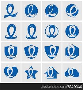 Cancer Awareness Blue Ribbon Vector bundle Template Design.