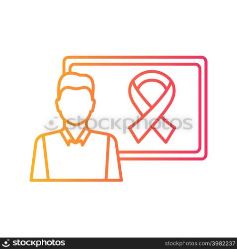 Cancer awareness gradient linear vector icon. Medical education. Cancer information. Symptoms and treatment. Thin line color symbol. Modern style pictogram. Vector isolated outline drawing. Cancer awareness gradient linear vector icon