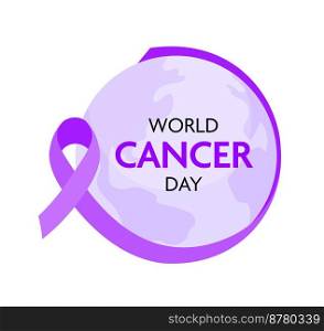 Cancer awareness ribbon concept. World cancer day, vector illustration.