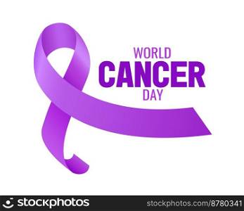 Cancer awareness ribbon concept. World cancer day, vector illustration.