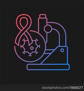 Cancer clinical trials gradient vector icon for dark theme. Development in cancer treatment. Medical oncology. Thin line color symbol. Modern style pictogram. Vector isolated outline drawing. Cancer clinical trials gradient vector icon for dark theme
