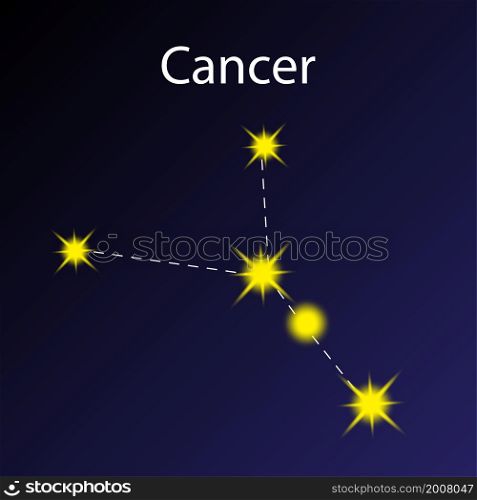 Cancer constellation icon. Blue stellar background. Astrology element. Horoscope symbol. Vector illustration. Stock image. EPS 10.. Cancer constellation icon. Blue stellar background. Astrology element. Horoscope symbol. Vector illustration. Stock image.