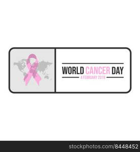 Cancer day concept, we can i can on white background.. World awareness ribbon of cancer. Preventive health care vector banner. Illustration of c&aign day of cancer world, prevention health