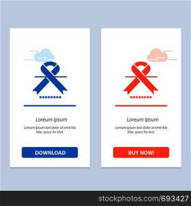 Cancer, Oncology, Ribbon, Medical Blue and Red Download and Buy Now web Widget Card Template
