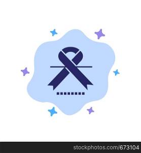 Cancer, Oncology, Ribbon, Medical Blue Icon on Abstract Cloud Background