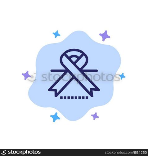 Cancer, Oncology, Ribbon, Medical Blue Icon on Abstract Cloud Background
