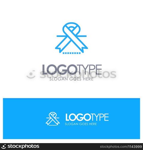 Cancer, Oncology, Ribbon, Medical Blue Outline Logo Place for Tagline