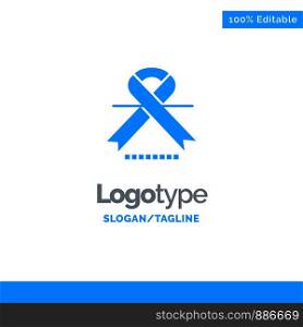 Cancer, Oncology, Ribbon, Medical Blue Solid Logo Template. Place for Tagline